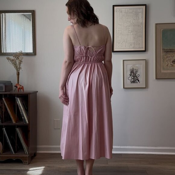 Rose pink gathered-waist midi sundress - Picture 2 of 7